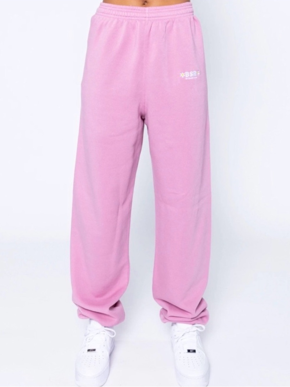 BSR by Samii Ryan Pink Daisy Logo Sweatpants Size Small